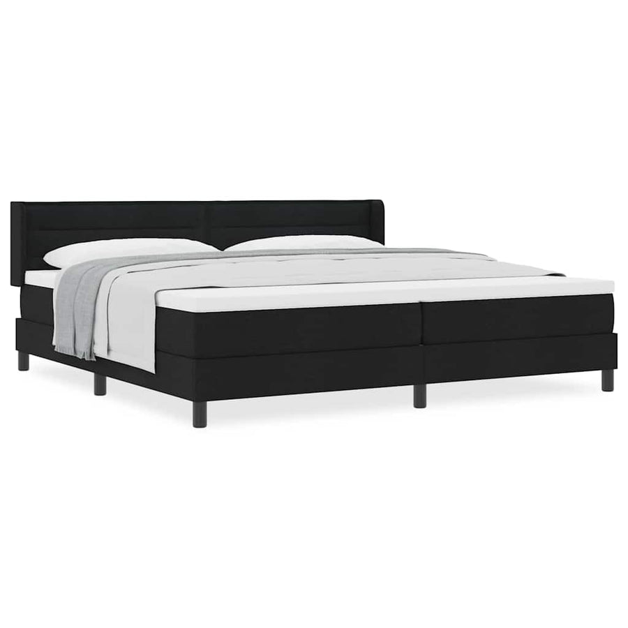 Boxspring bed met hoofdeinde Zwart 200 x 200 cm Stof en Foam