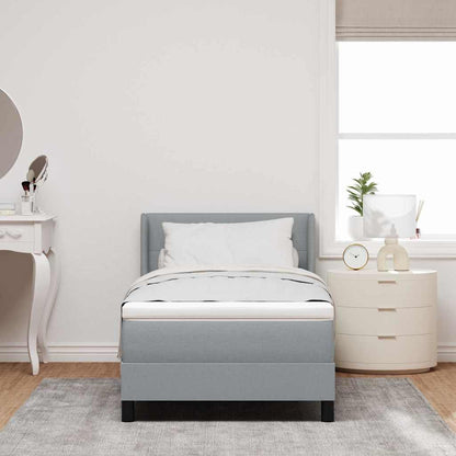 Boxspringbed met hoofdeinde Lichtgrijs 200 x 200 cm Stof