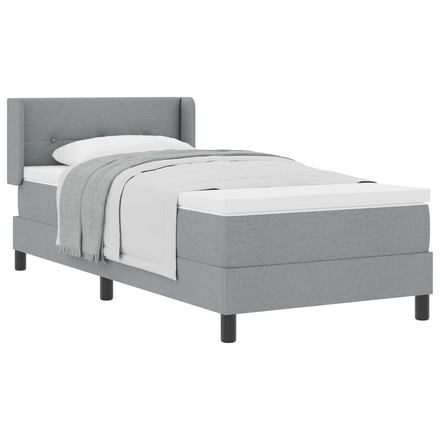 Boxspringbed met hoofdeinde Lichtgrijs 200 x 200 cm Stof