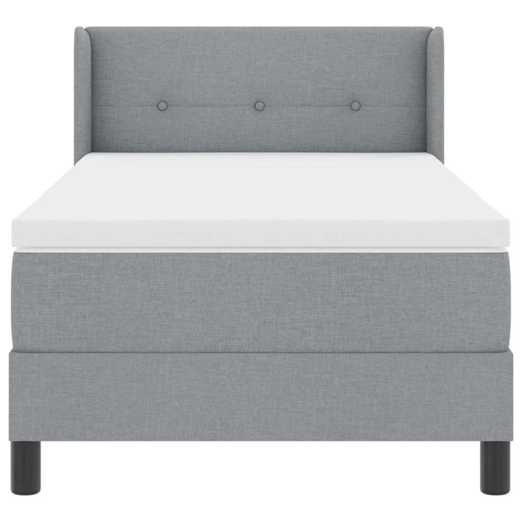 Boxspringbed met hoofdeinde Lichtgrijs 200 x 200 cm Stof