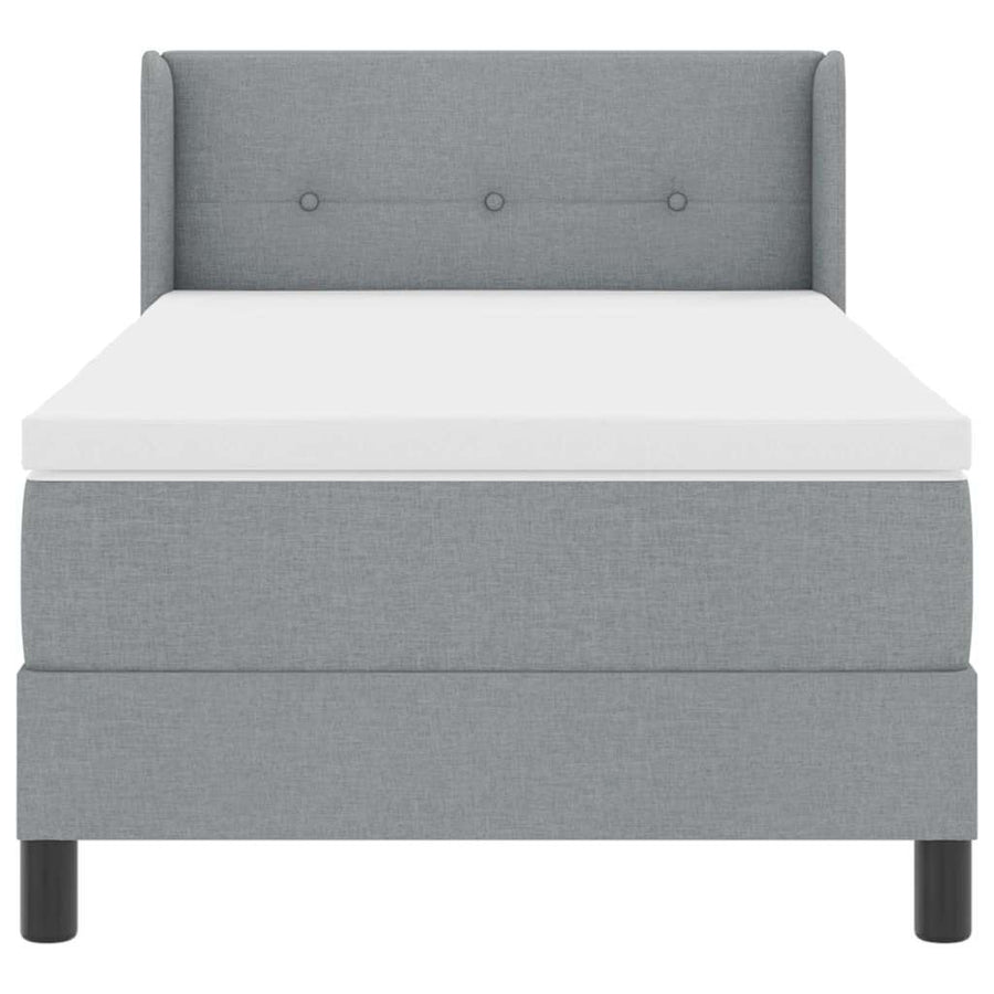 Boxspringbed met hoofdeinde Lichtgrijs 200 x 200 cm Stof