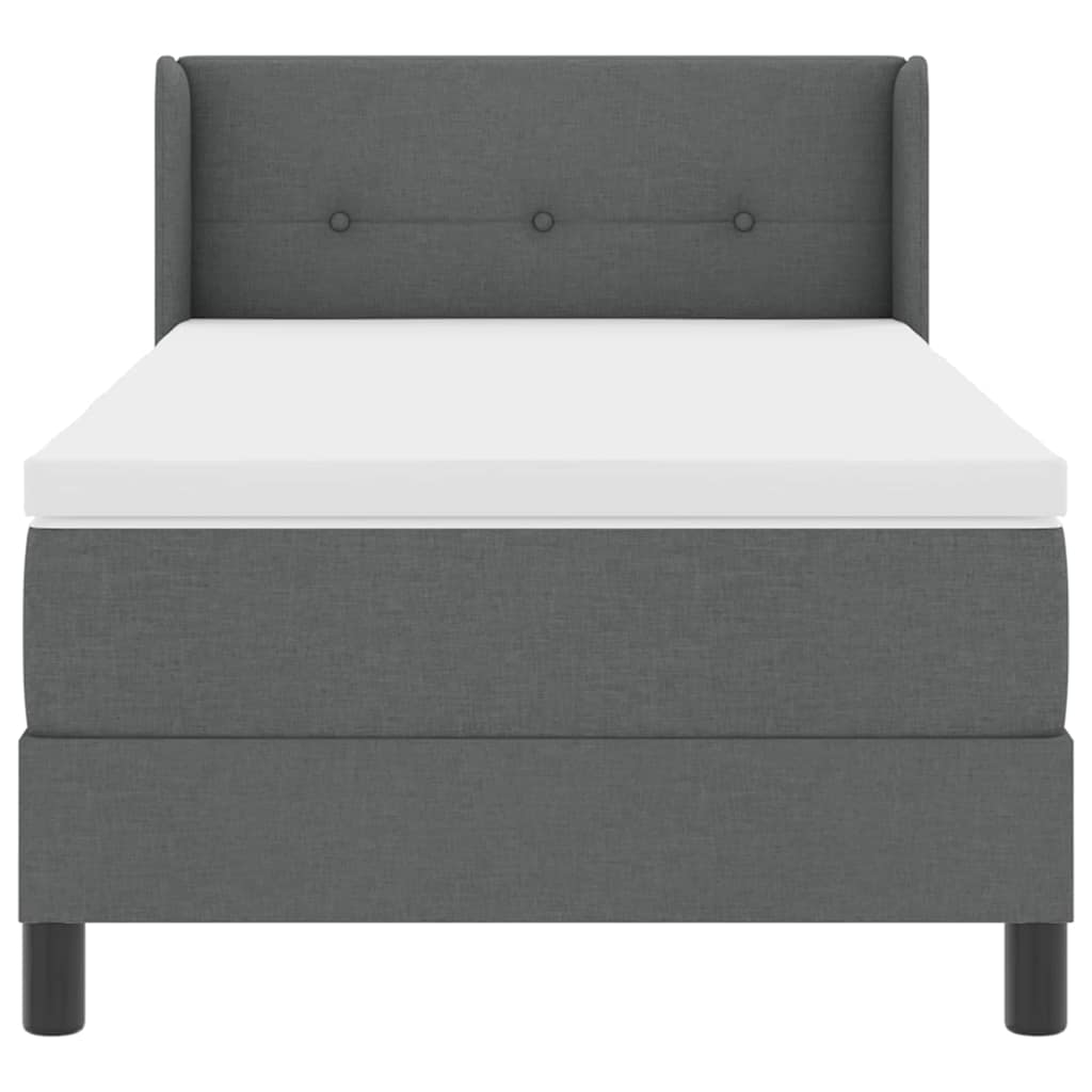 Boxspringbed met hoofdeinde Donkergrijs 190 x 90 cm Stof