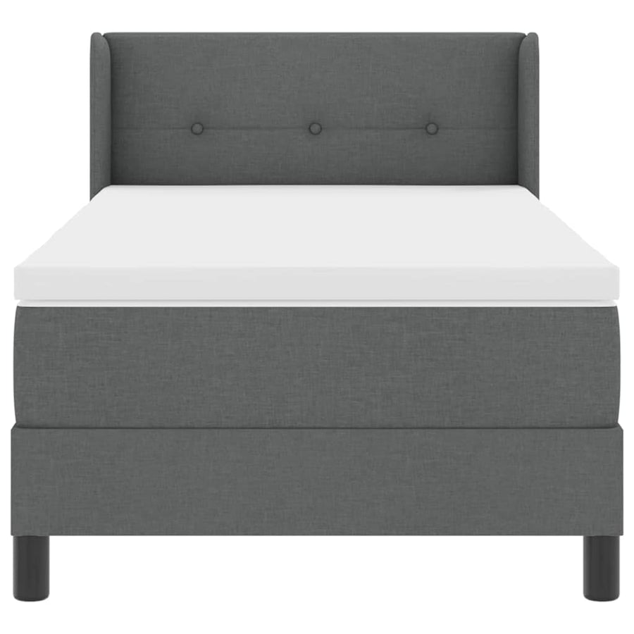 Boxspringbed met hoofdeinde Donkergrijs 200 x 90 cm Stof