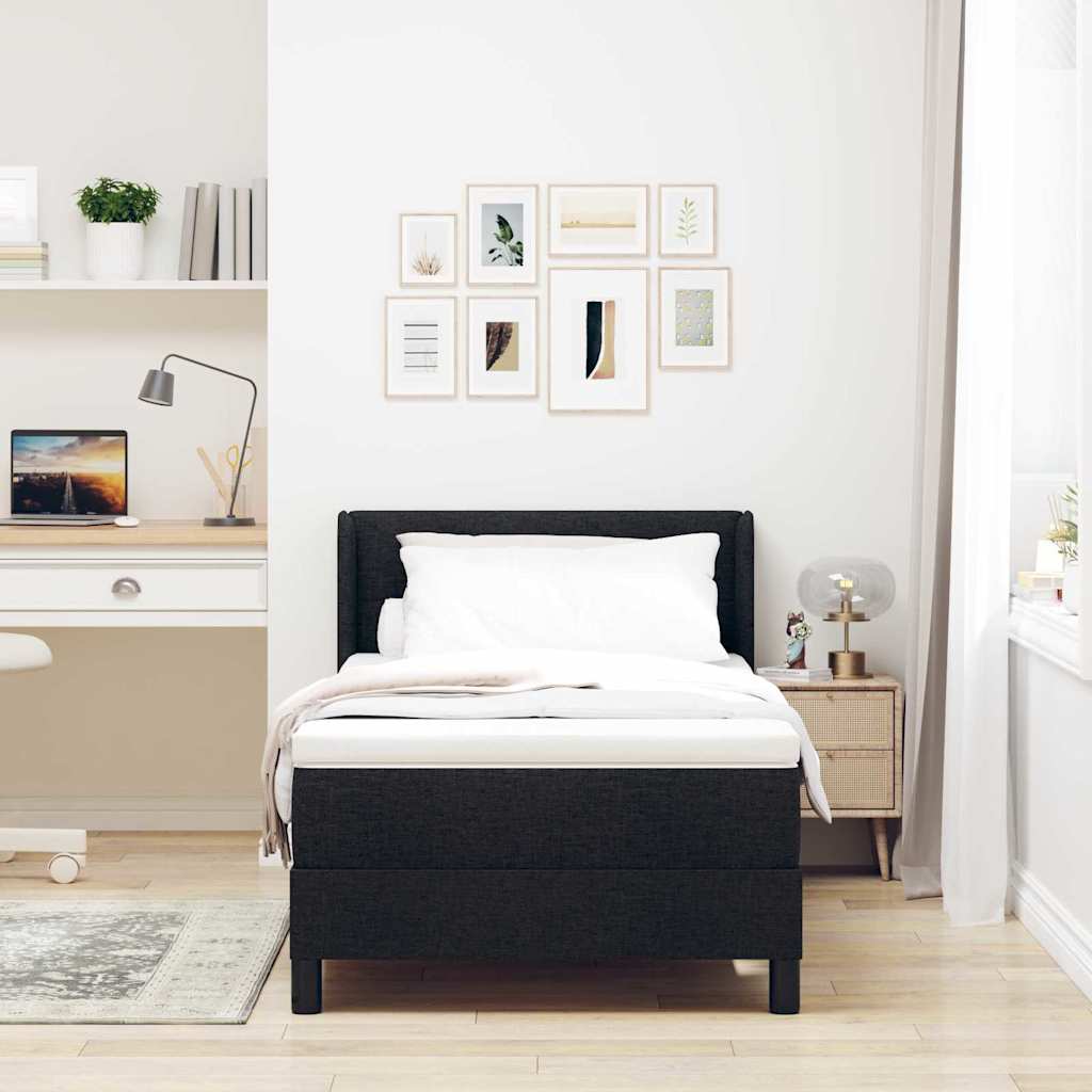 Boxspring bed met hoofdeinde Zwart 100 x 200 cm Stof en Foam