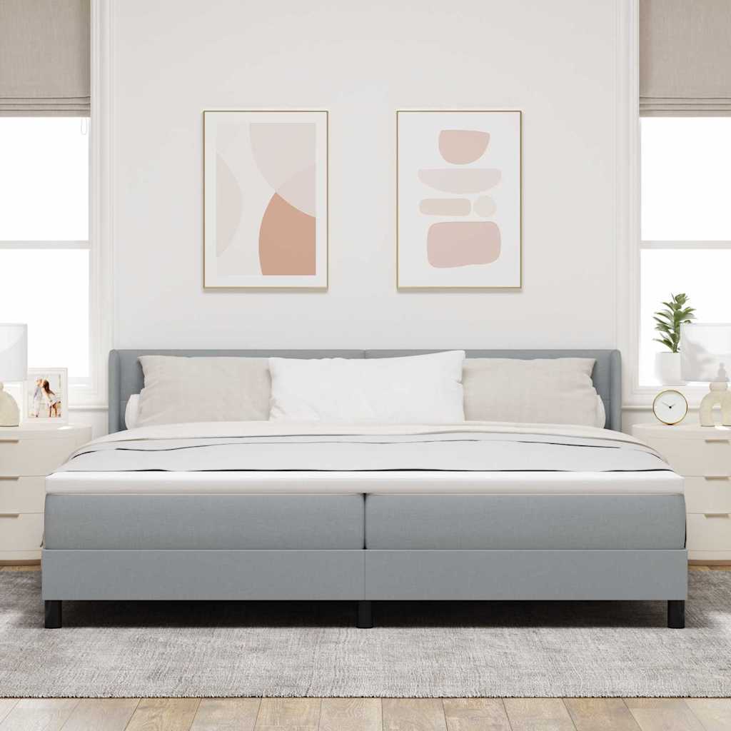 Boxspringbed met hoofdeinde Lichtgrijs 200 x 200 cm Stof