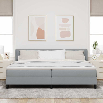 Boxspringbed met hoofdeinde Lichtgrijs 200 x 200 cm Stof