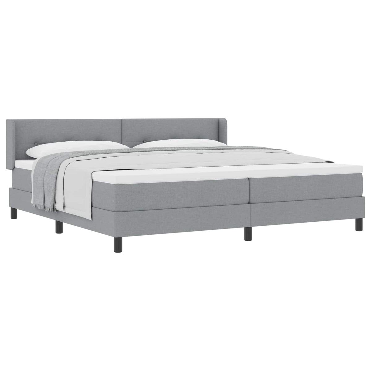 Boxspringbed met hoofdeinde Lichtgrijs 200 x 200 cm Stof