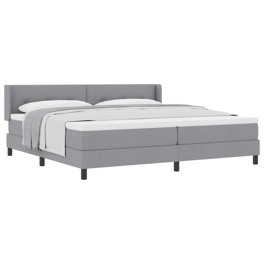 Boxspringbed met hoofdeinde Lichtgrijs 200 x 200 cm Stof
