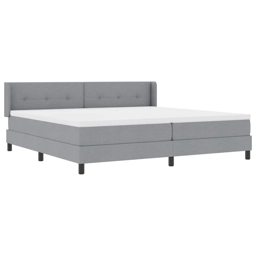 Boxspringbed met hoofdeinde Lichtgrijs 200 x 200 cm Stof