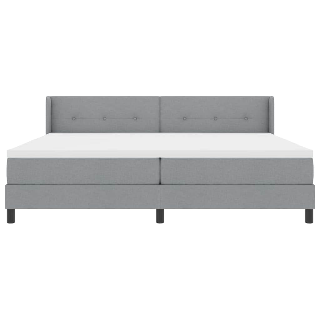 Boxspringbed met hoofdeinde Lichtgrijs 200 x 200 cm Stof