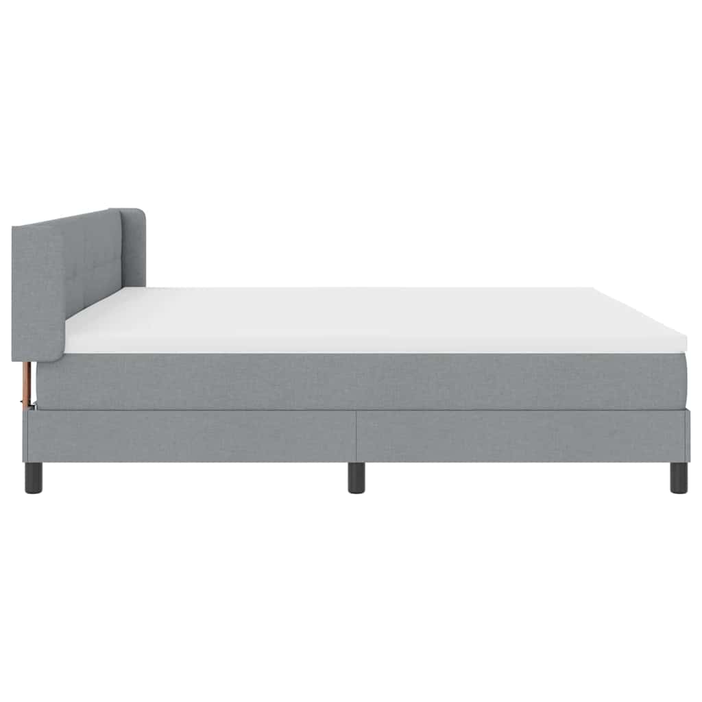 Boxspringbed met hoofdeinde Lichtgrijs 200 x 200 cm Stof