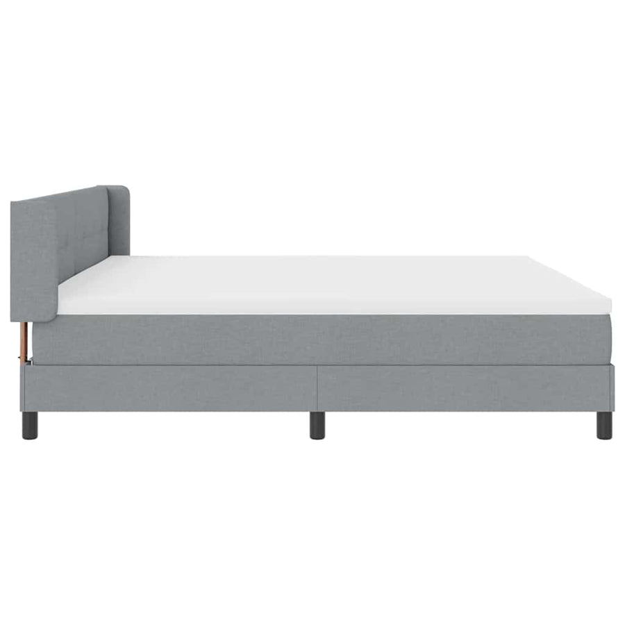Boxspringbed met hoofdeinde Lichtgrijs 200 x 200 cm Stof