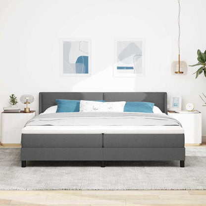 Boxspringbed met hoofdeinde Donkergrijs 200 x 200 cm Stof