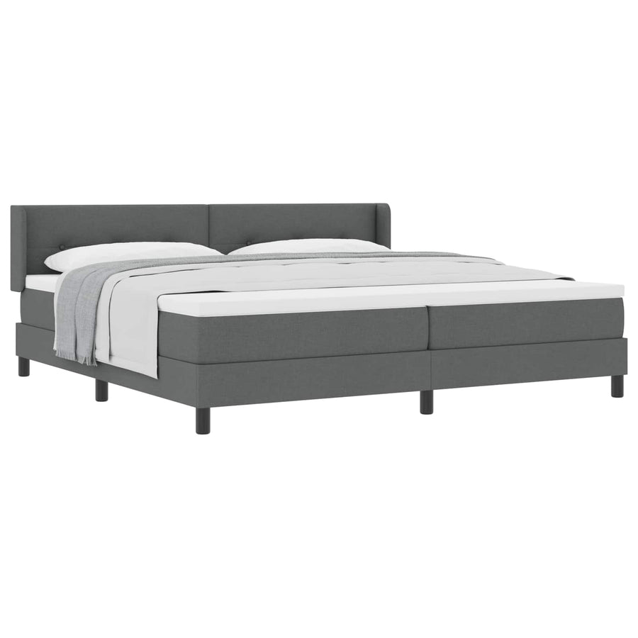 Boxspringbed met hoofdeinde Donkergrijs 200 x 200 cm Stof