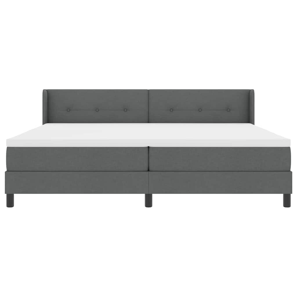 Boxspringbed met hoofdeinde Donkergrijs 200 x 200 cm Stof