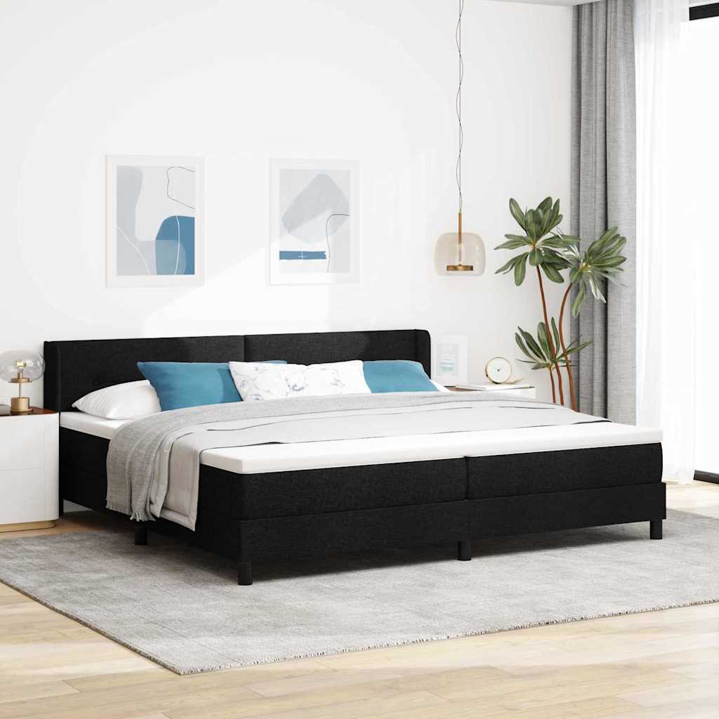 Boxspringbed met hoofdeinde Zwart 200 x 200 cm Stof