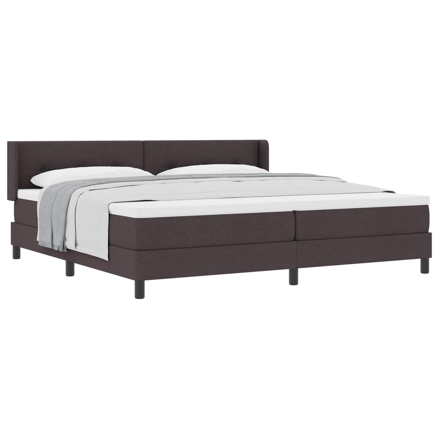 Boxspringbed met hoofdeinde Donkerbruin 200 x 200 cm Stof