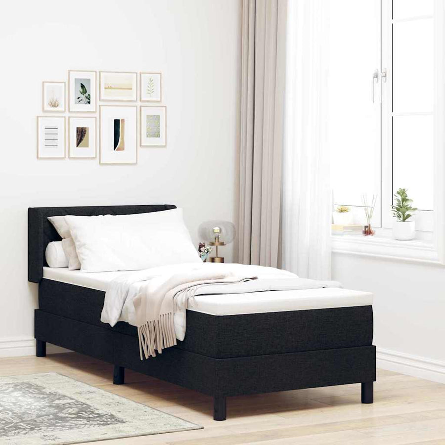 Boxspring bed met hoofdeinde Zwart 80 x 200 cm Stof en Foam