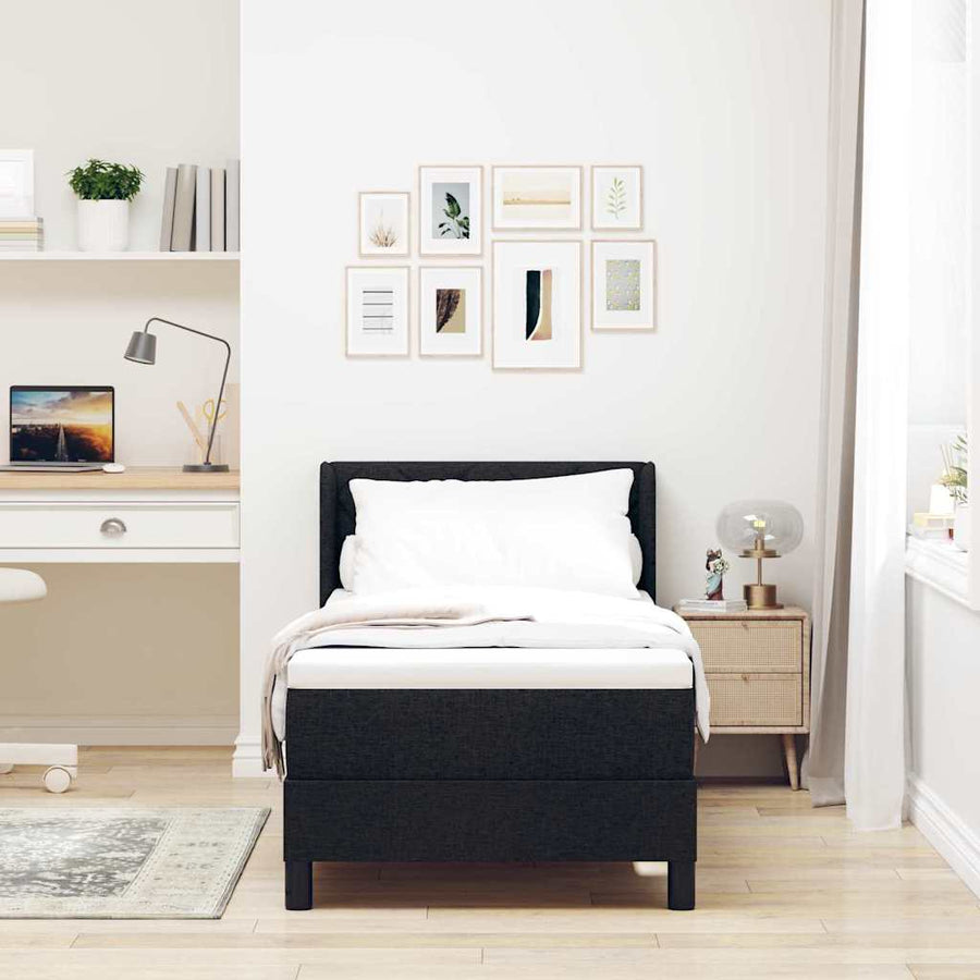 Boxspring bed met hoofdeinde Zwart 80 x 200 cm Stof en Foam