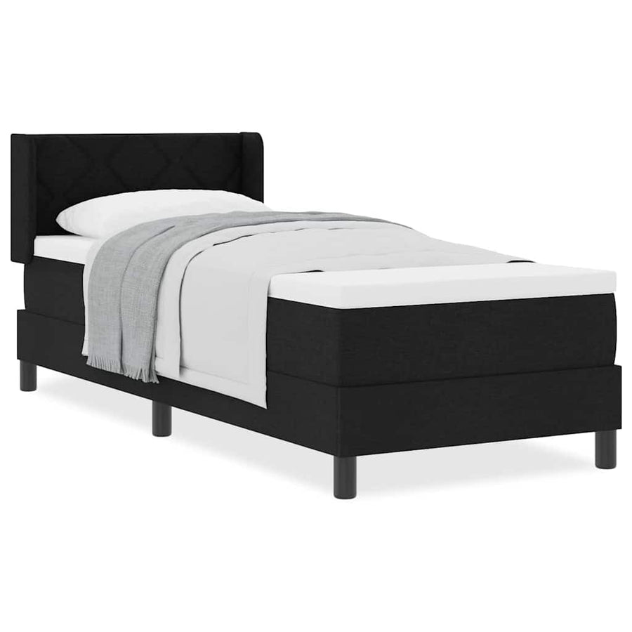 Boxspring bed met hoofdeinde Zwart 80 x 200 cm Stof en Foam