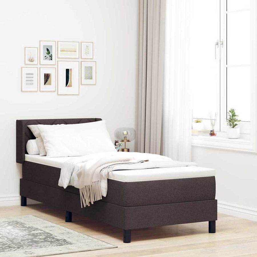 Boxspring bed met kussen Donkerbruin 80 x 200 cm Stof en Foam