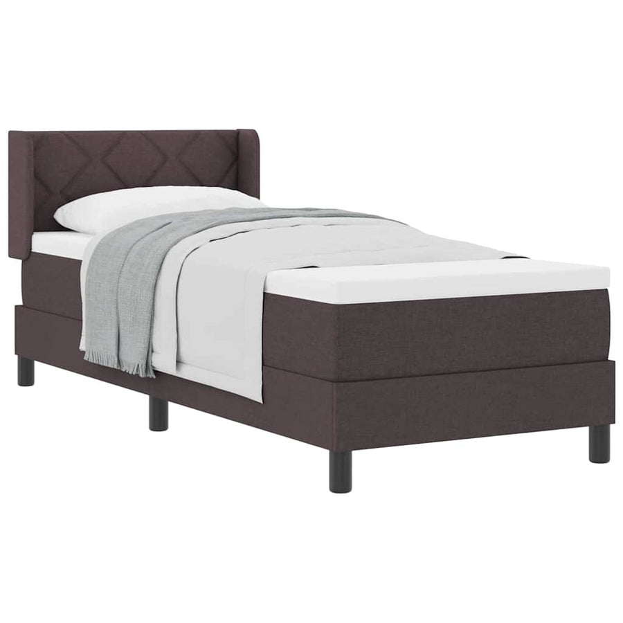 Boxspring bed met kussen Donkerbruin 80 x 200 cm Stof en Foam