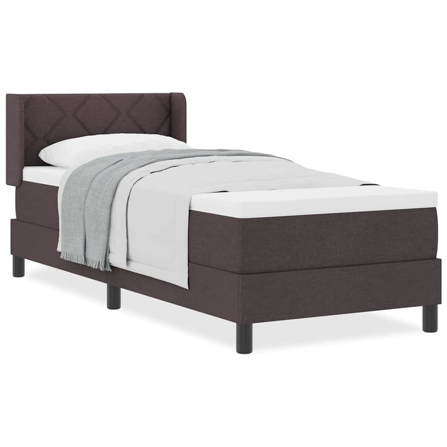 Boxspring bed met kussen Donkerbruin 80 x 200 cm Stof en Foam