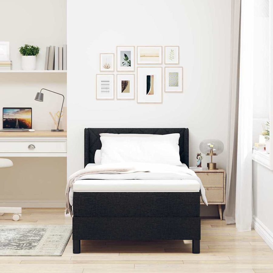 Boxspring bed met hoofdeinde Zwart 90 x 190 cm Stof en Foam