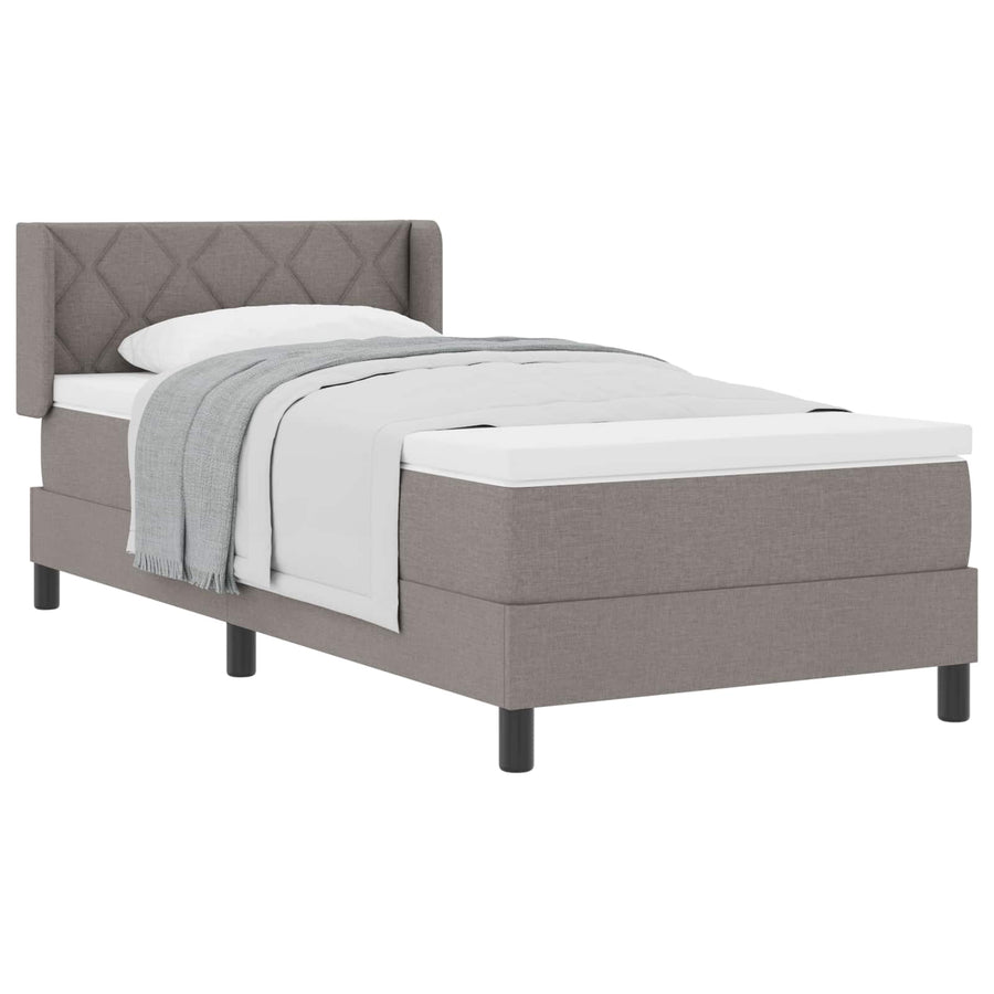 Boxspringbed Met Matras 190 X 90 Cm Polyester Taupe 90 x 190 cm Diamant blokken ontwerp