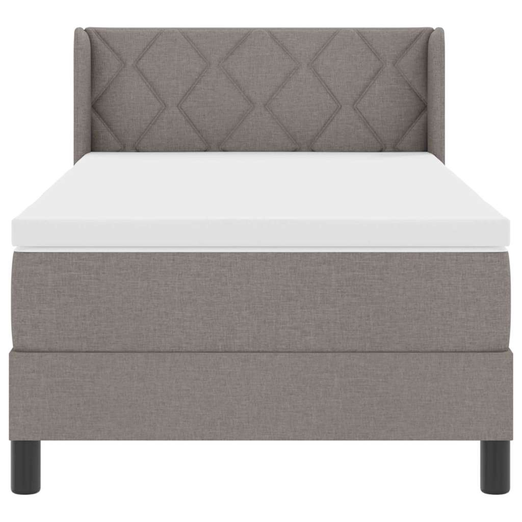 Boxspringbed Met Matras 190 X 90 Cm Polyester Taupe 90 x 190 cm Diamant blokken ontwerp