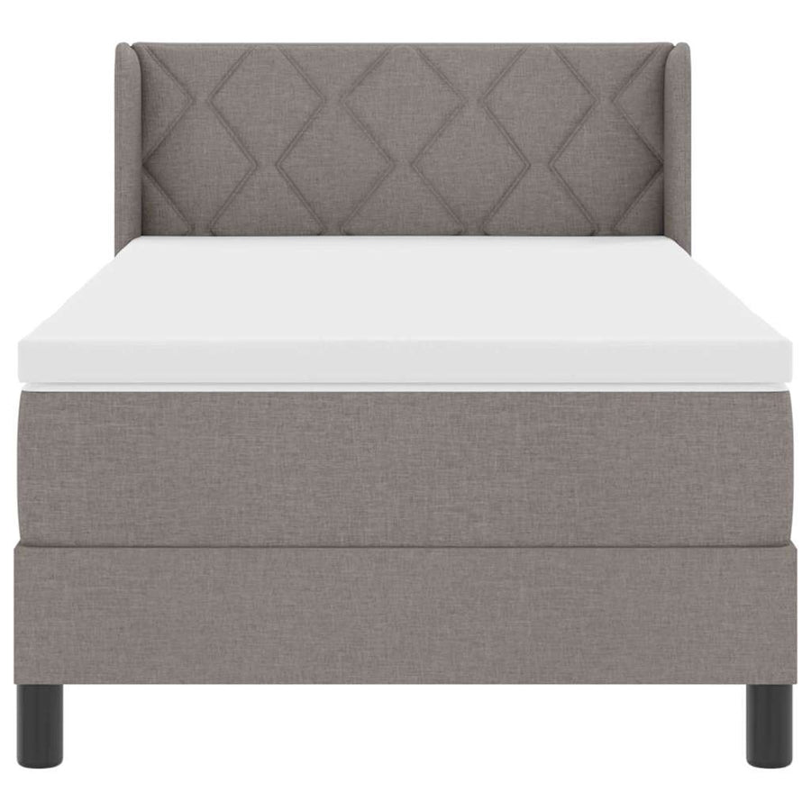 Boxspringbed Met Matras 190 X 90 Cm Polyester Taupe 90 x 190 cm Diamant blokken ontwerp