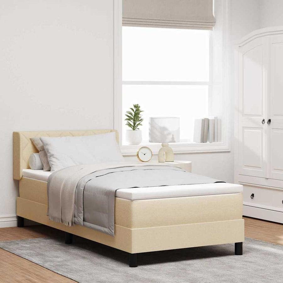 Boxspringbed met kussen met hoofdeinde Crème 190 x 90 cm Stof