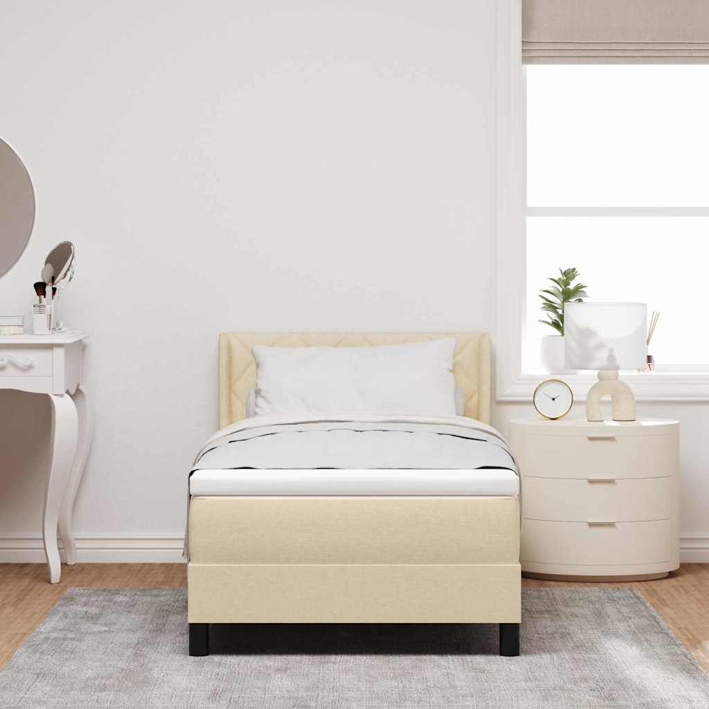 Boxspringbed met kussen met hoofdeinde Crème 190 x 90 cm Stof