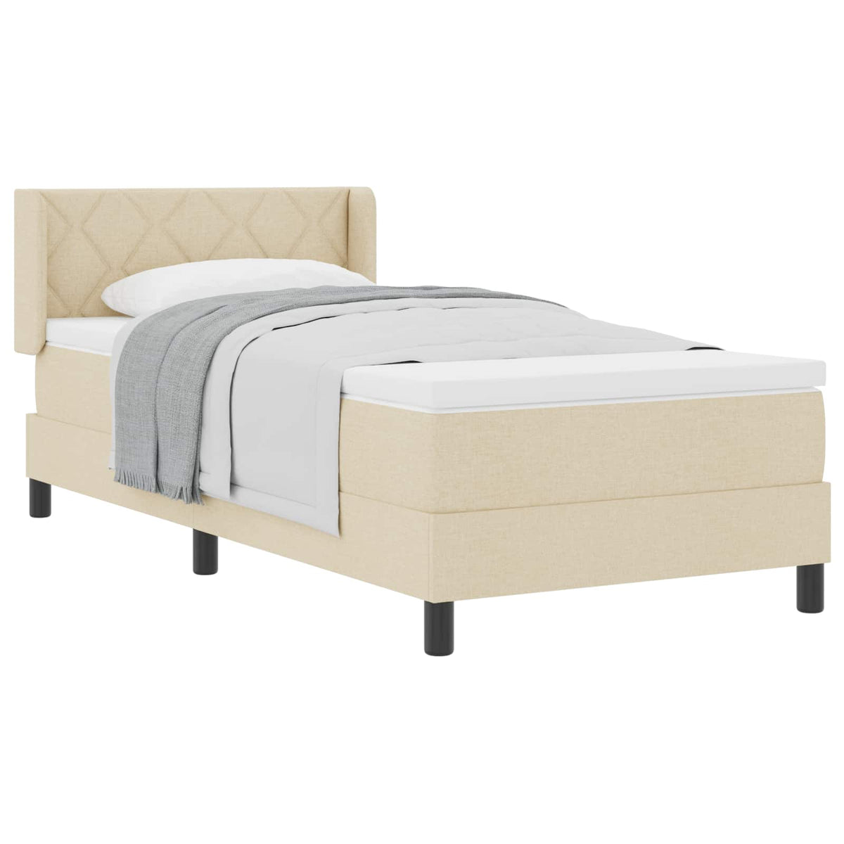 Boxspringbed met kussen met hoofdeinde Crème 190 x 90 cm Stof