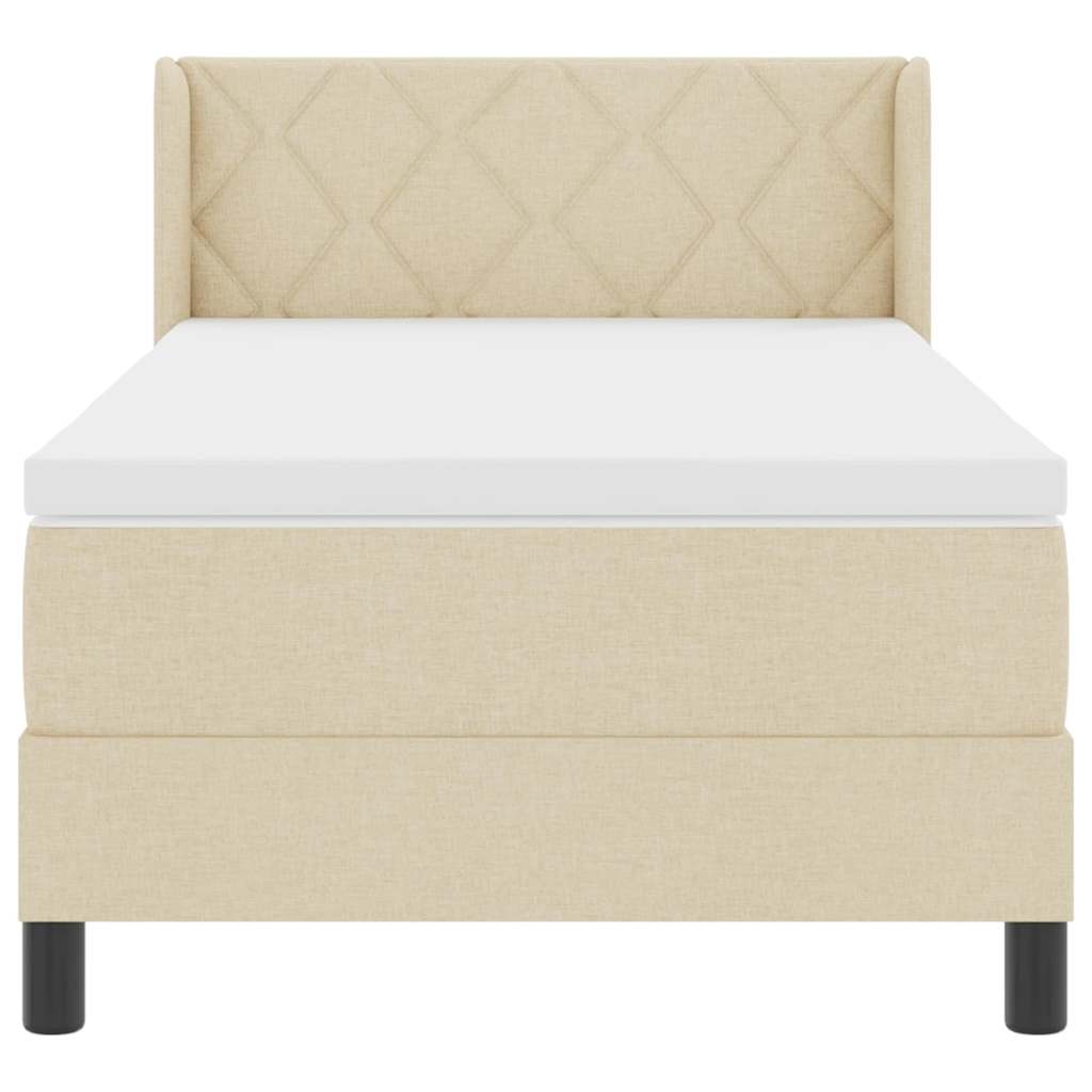 Boxspringbed met kussen met hoofdeinde Crème 190 x 90 cm Stof