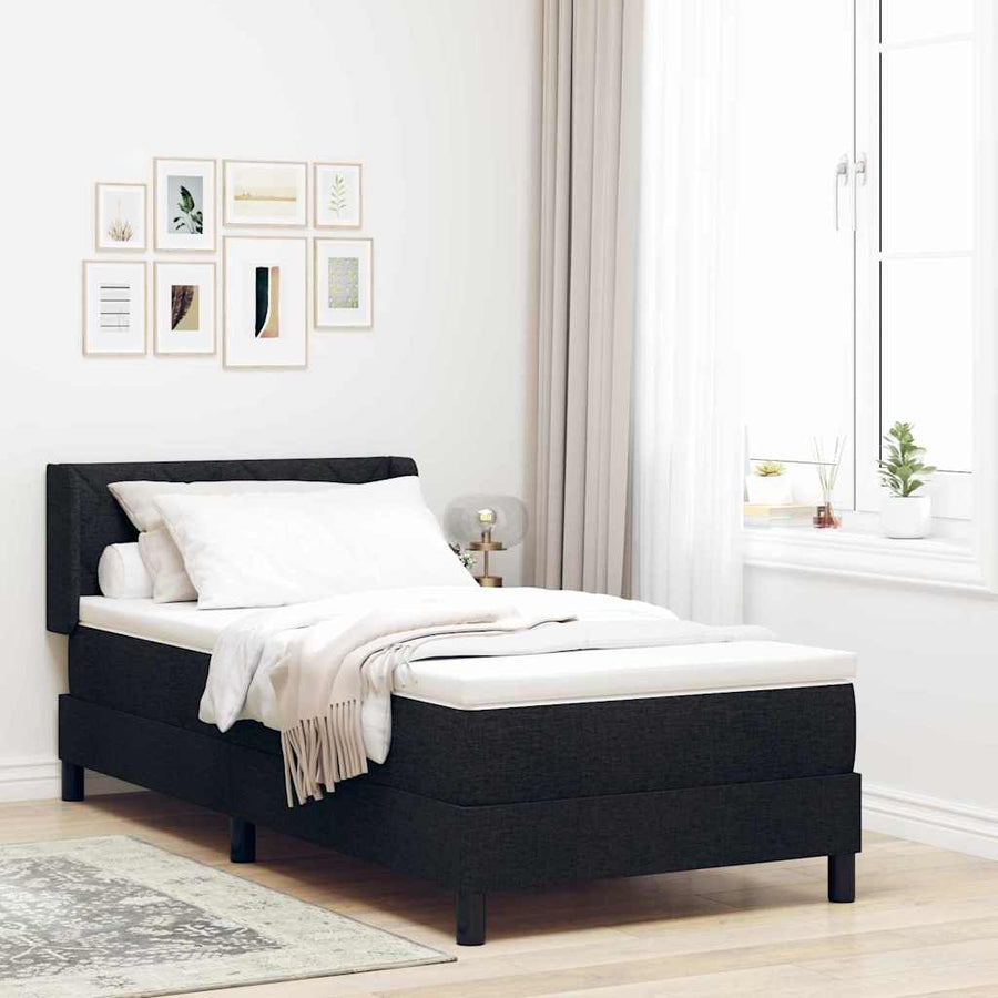 Boxspring bed met hoofdeinde Zwart 90 x 200 cm Stof en Foam