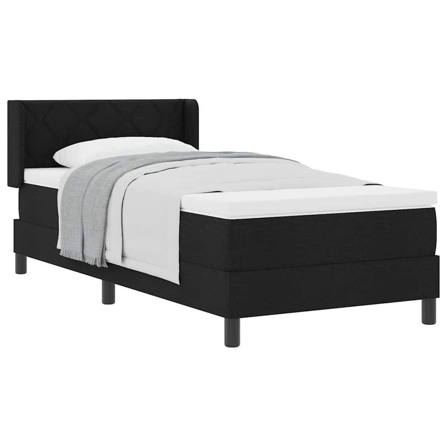 Boxspring bed met hoofdeinde Zwart 90 x 200 cm Stof en Foam