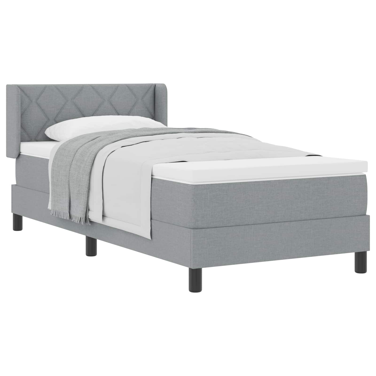 Boxspringbed met hoofdeinde Lichtgrijs 200 x 100 cm Stof