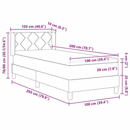 Boxspringbed met hoofdeinde Lichtgrijs 200 x 100 cm Stof