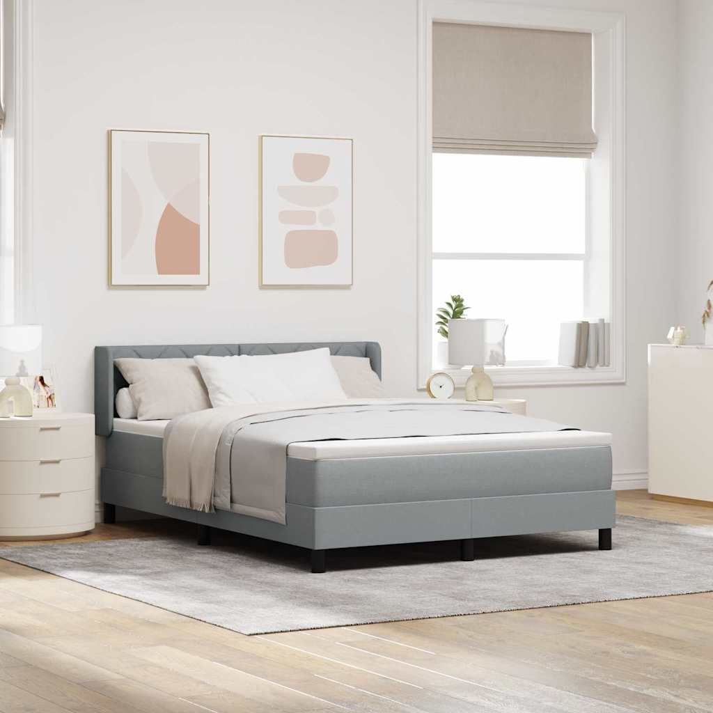 Boxspringbed met hoofdeinde Lichtgrijs 190 x 140 cm Stof