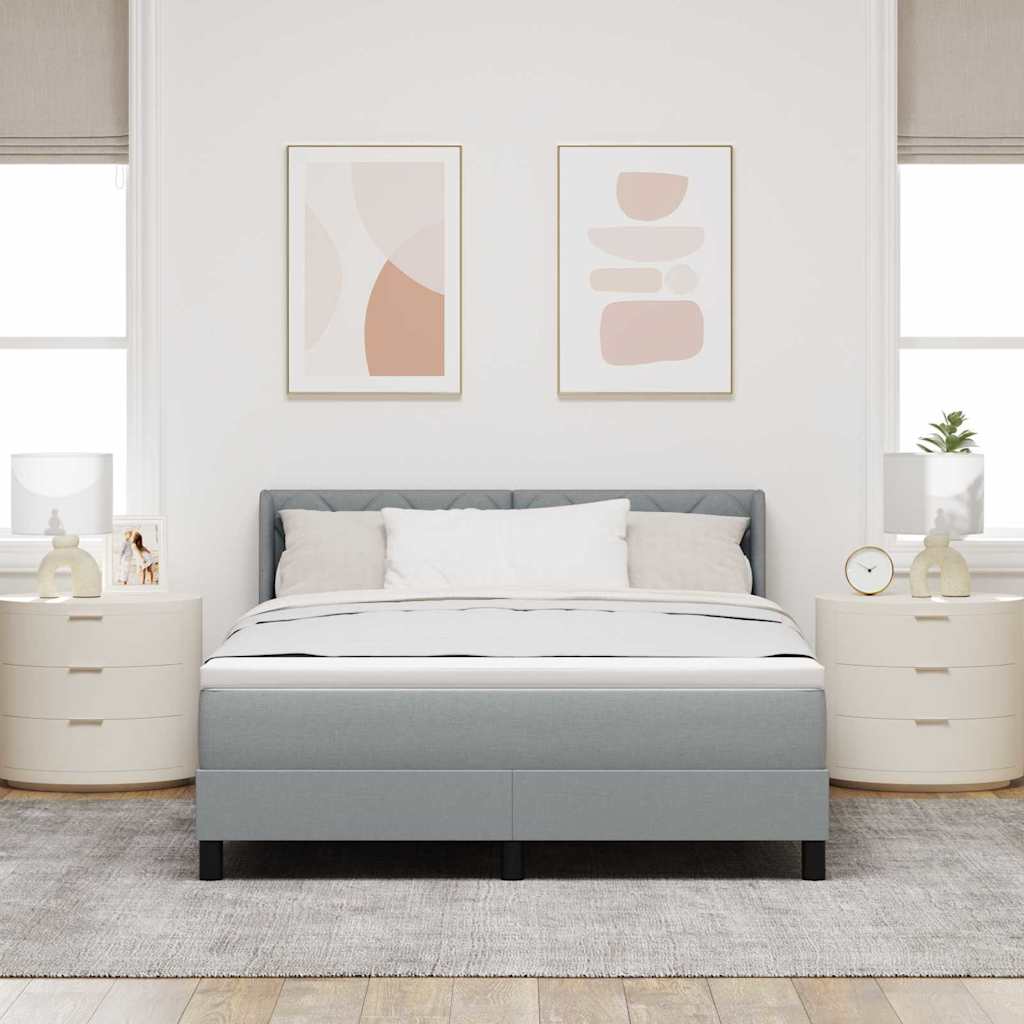 Boxspringbed met hoofdeinde Lichtgrijs 190 x 140 cm Stof