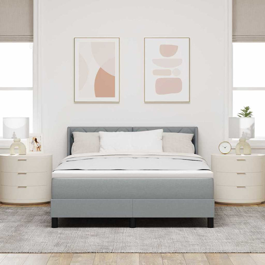Boxspringbed met hoofdeinde Lichtgrijs 190 x 140 cm Stof