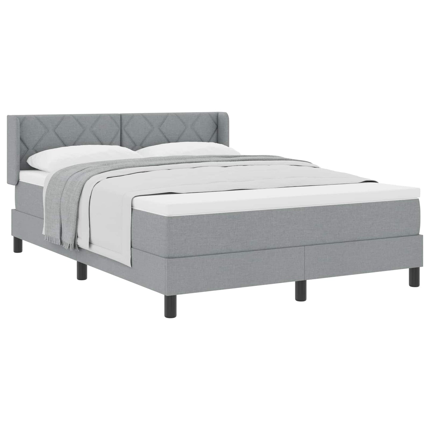 Boxspringbed met hoofdeinde Lichtgrijs 190 x 140 cm Stof