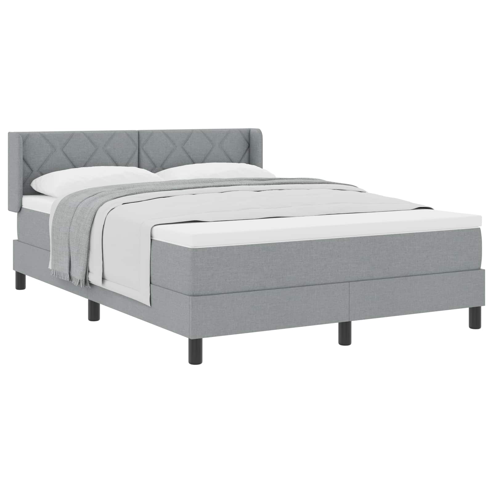 Boxspringbed met hoofdeinde Lichtgrijs 190 x 140 cm Stof