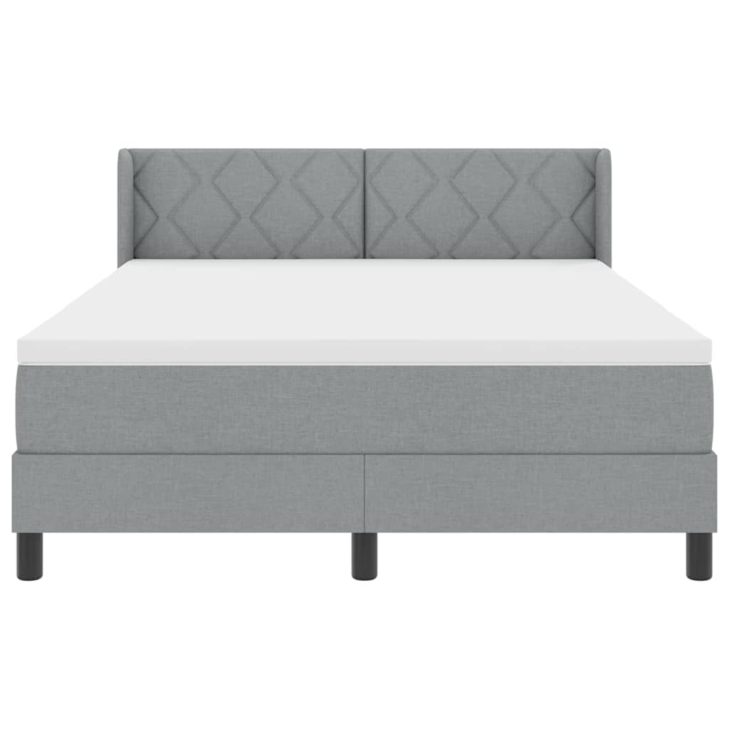 Boxspringbed met hoofdeinde Lichtgrijs 190 x 140 cm Stof