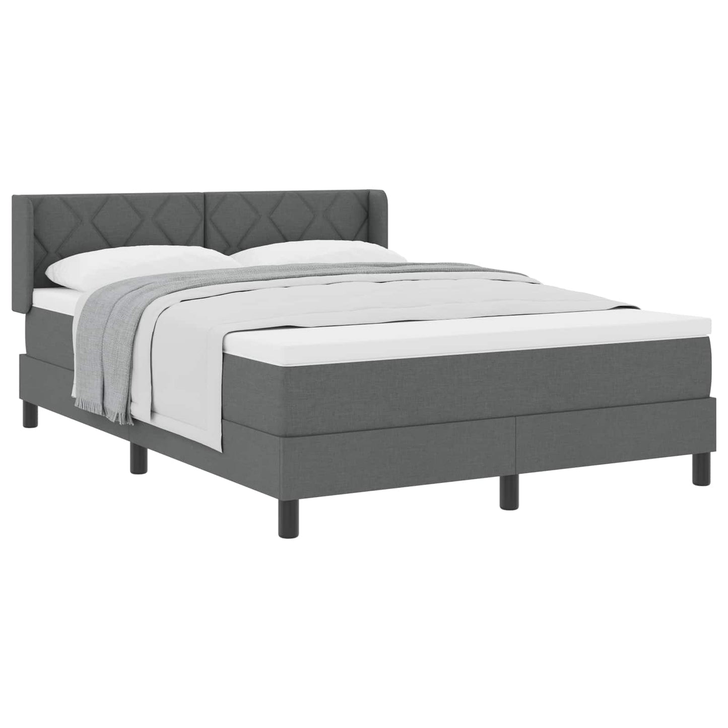 Boxspringbed met hoofdeinde Donkergrijs 190 x 140 cm Stof