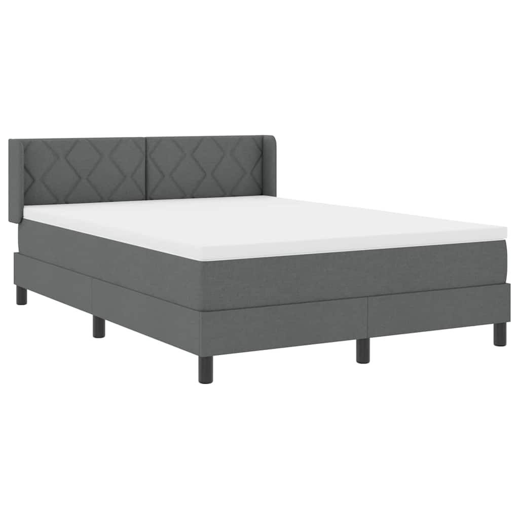 Boxspringbed met hoofdeinde Donkergrijs 190 x 140 cm Stof