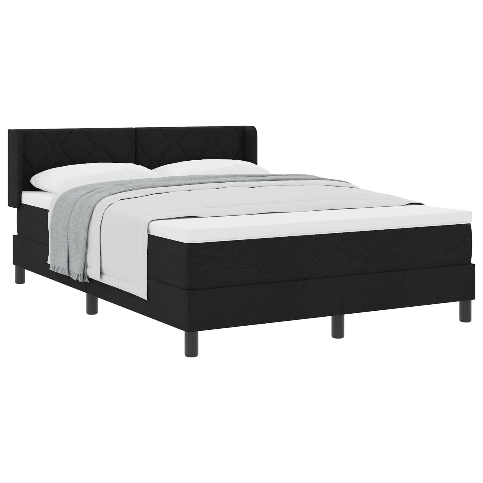 Boxspringbed met hoofdeinde Zwart 190 x 140 cm Stof