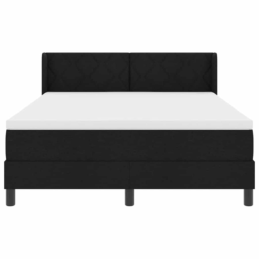 Boxspringbed met hoofdeinde Zwart 190 x 140 cm Stof