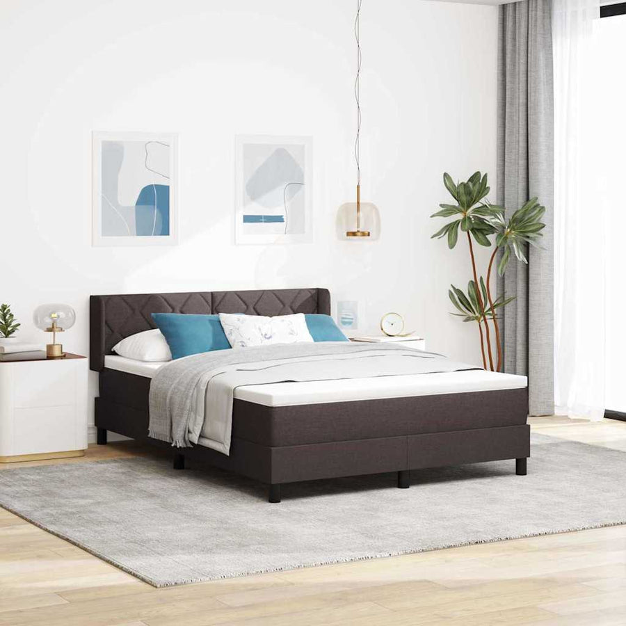 Boxspringbed met hoofdeinde Donkerbruin 190 x 140 cm Stof